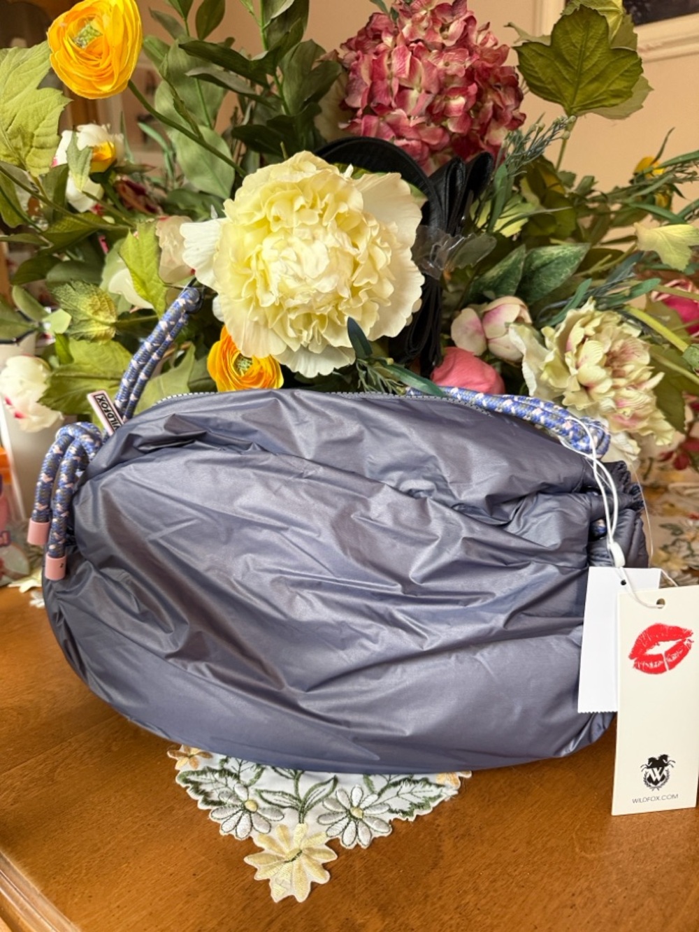 🦊🩶🦊 WILDFOX  Nylon Crossbody   Shoulder Bag with Braided Strap 🦊🩶🦊 NWT 🦊🩶🦊